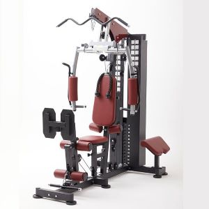 Red black single station multigym with leg-press