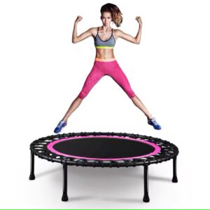 gym trampoline with a girl on top