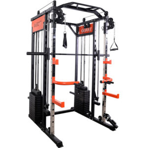 Home use integrated smith with cable crossover
